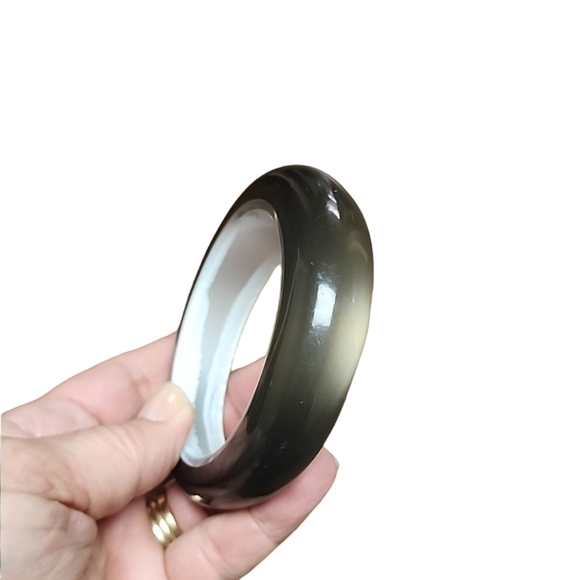 Vintage 80s Smoky Lucite Bangle Bracelet Mod Retro GoGo Translucent - Picture 4 of 15